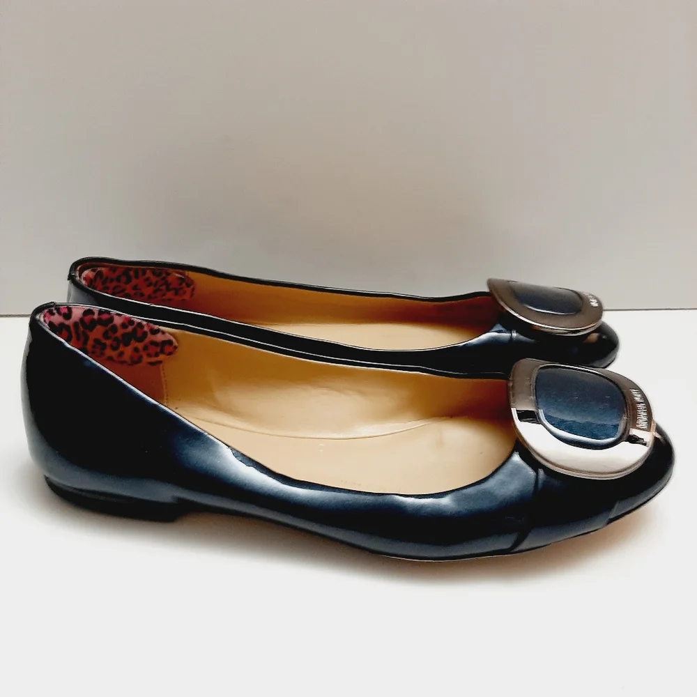 MICHAEL Michael Kors Pauline Patent Genuine Leather Ballet Flats Shoes Teal Sz 7 - Picture 3 of 16